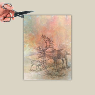 Papier Mousseline Rustic Elks Autumn Mountains découpage
