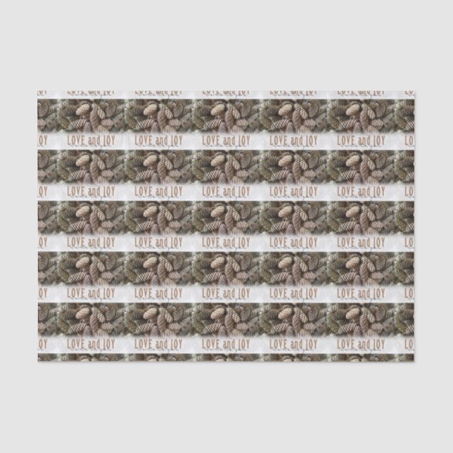 Papier Mousseline Rustic Holiday Love and Joy Pine Cone (Recto)