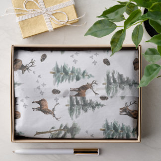 Papier Mousseline Rustic Woodland Forest Deer/Buck Christmas 