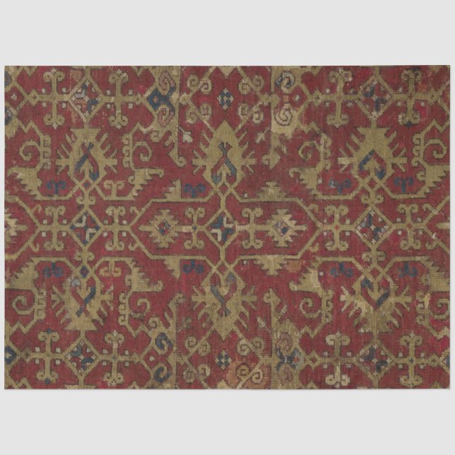Papier Mousseline Rustique antique Oriental Perse Motif rouge (Recto)