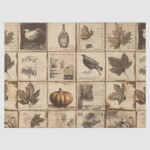 Papier Mousseline Rustique Automne Ephemera Collage   Terre chaude (