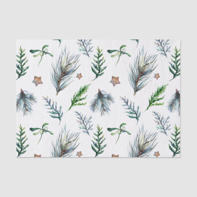 Papier Mousseline Rustique Botanique Feuilles de pins sylvestres (Recto)
