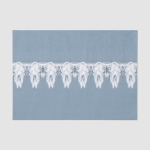 Papier Mousseline Rustique Dusty Bleu Blanc Western Motif de crâne t