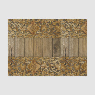 Papier Mousseline rustique, floral, sculptures, bois, antique, shabb