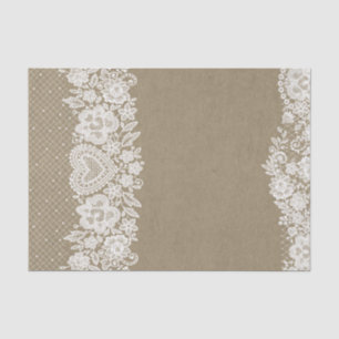 Papier Mousseline Rustique Kraft & Dentelle Fermière Chic de Grange