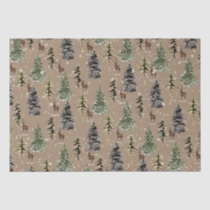 Papier Mousseline Rustique Kraft Winter Woodland Snowy Spruce & Stan