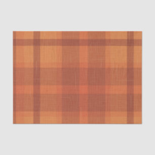Papier Mousseline Rustique Orange Automne Plaid Tartan