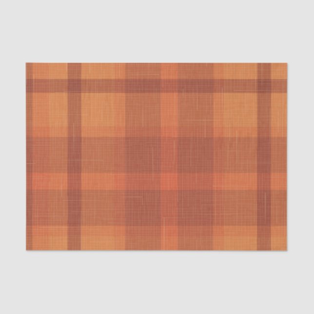 Papier Mousseline Rustique Orange Automne Plaid Tartan (Recto)