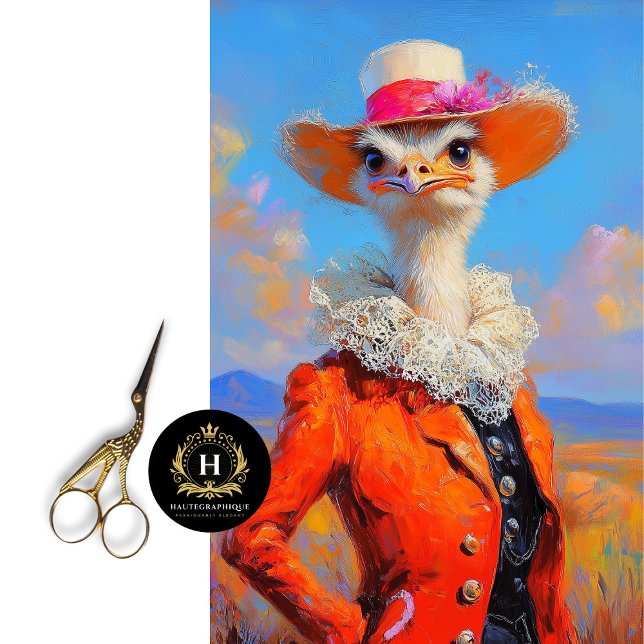 Papier Mousseline Rustique Orange Elégance Ostrich Printemps Floral (Créateur téléchargé)