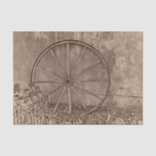 Papier Mousseline Rustique Ouest Sepia Tone Pays Wagon Wheel
