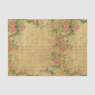 Papier Mousseline rustique, Parchement, porté, floral, lettres, cru,