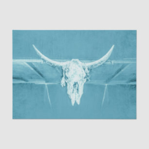 Papier Mousseline Rustique Turquoise Blue Girl Western Bull Cow Crul