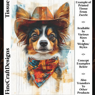Papier Mousseline Rustique Western Papillon Chien, Casquette DD9 Déc