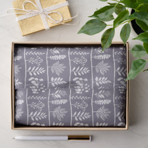 Papier Mousseline Rythme Botanique Petites Silhouettes Lila Profond