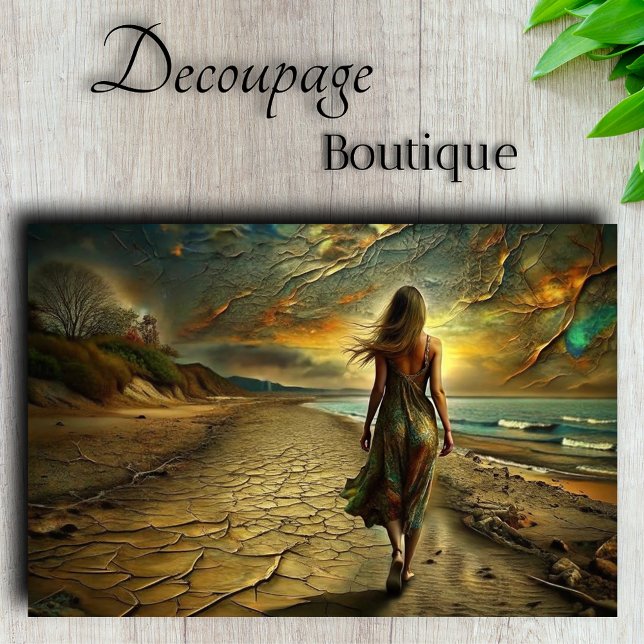 Papier Mousseline Sables désertiques et mer Mysologie Voyage Découpa (Desert Sand and Mystical Journey Decoupage Tissue Paper)