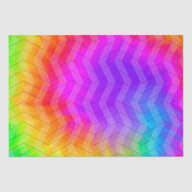 Papier Mousseline Sac cadeau Neon Rainbow Herringbone (Recto)