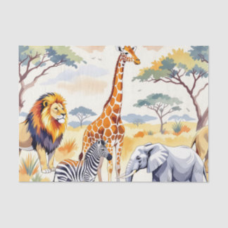 Papier Mousseline Safari Animals Seamless Pattern Savanna Scene