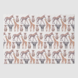 Papier Mousseline Safari Baby Animals Motif  