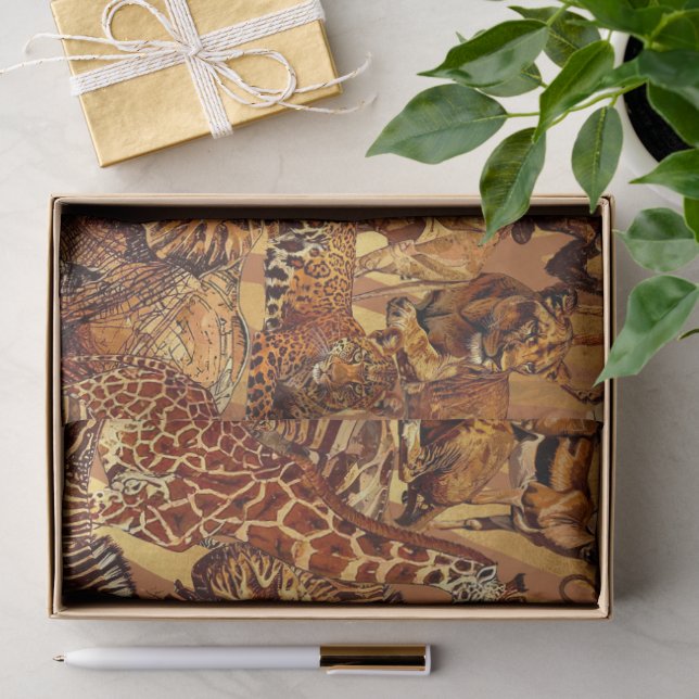 Papier Mousseline Safari de collection d'animaux sauvages ID1149 (Cadeau)