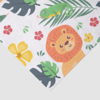 Papier Mousseline Safari Jungle – Lions et Feuilles