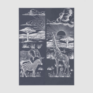 Papier Mousseline Safari Toile, Baby Aventure Sauvage Navy