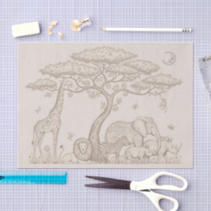 Papier Mousseline Safari Toile, Bébé Bohème Sauvage Neutre Aventure