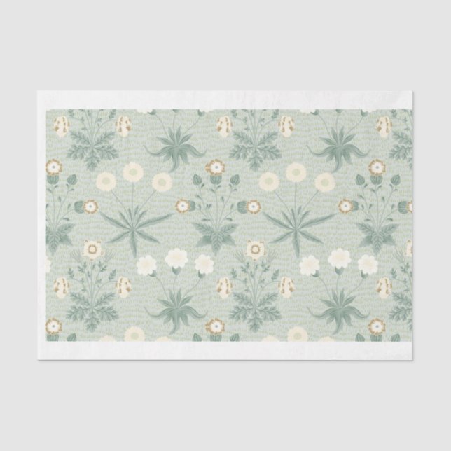 Papier Mousseline Sage doux et florale de crème (Recto)
