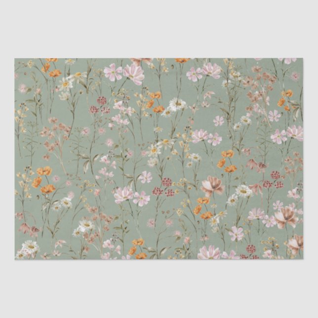 Papier Mousseline Sage Green Fleur sauvage Boho Bloom Garden Boho (Recto)