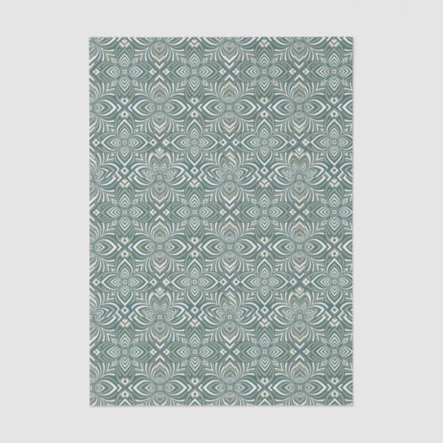 Papier Mousseline Sage Green Geometric Pattern (Recto)
