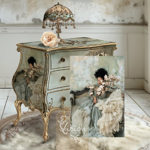 Papier Mousseline Sage Mint Romance, Portrait Élégant Floral Blossom