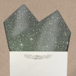 Papier Mousseline Sage Rustique Green & Galaxy Stars Falling Snow
