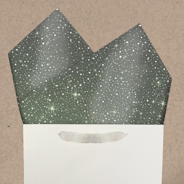 Papier Mousseline Sage Rustique Green & Galaxy Stars Falling Snow (Créateur téléchargé)
