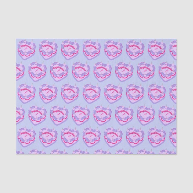 Papier Mousseline Sagittarius Zodiac Coquette Coeur Gâteau d'anniver (Recto)