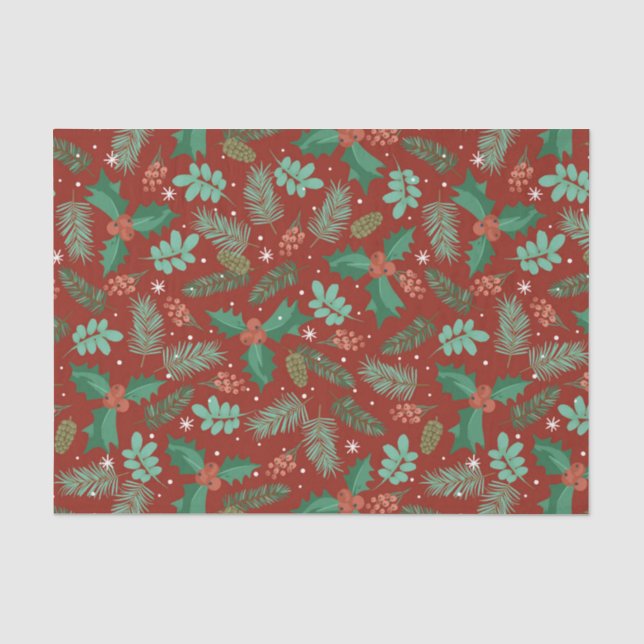 Papier Mousseline Saint Noël et pinecones motif 2 (Recto)