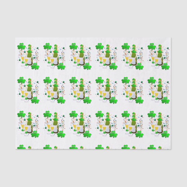 Papier Mousseline Saint Patrick's Day Tissue Paper Clover Wine (Recto)