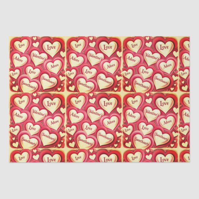 Papier Mousseline Saint-Valentin à thème romantique (Recto)