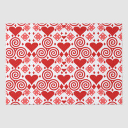 Papier Mousseline Saint Valentin Amour rose, rouge et Motif blanc