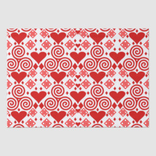 Papier Mousseline Saint Valentin Amour rose, rouge et Motif blanc