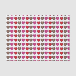 Papier Mousseline Saint Valentin Chocolat Coeur rose Rouge Brown