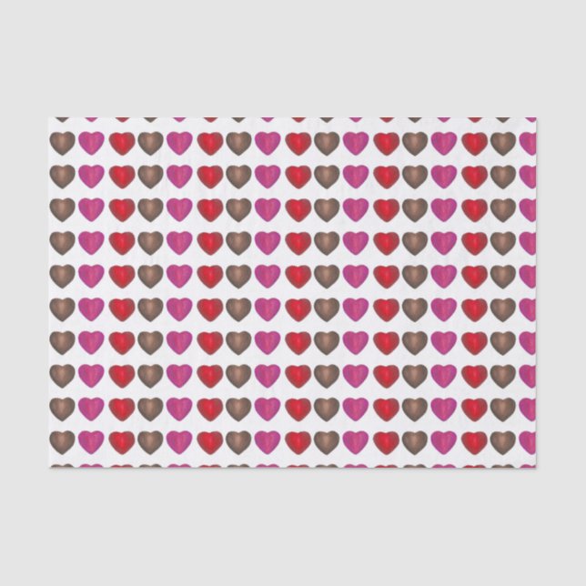 Papier Mousseline Saint Valentin Chocolat Coeur rose Rouge Brown (Recto)