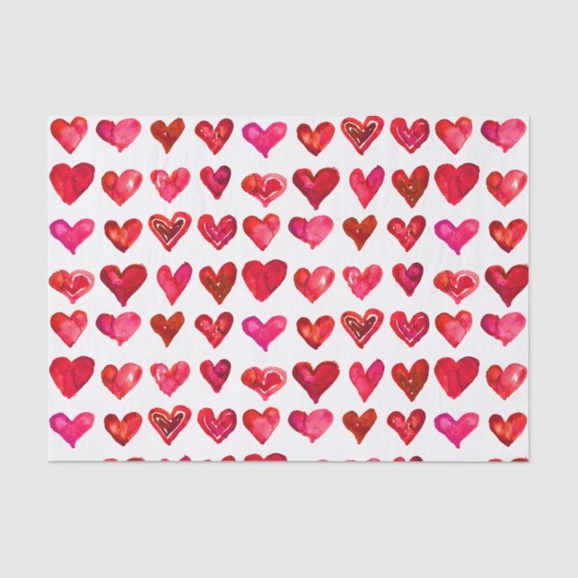 Papier Mousseline Saint Valentin Coeurs rouges (Recto)