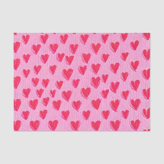 Papier Mousseline Saint Valentin Coeurs rouges sur Arrière - plan ro (Recto)