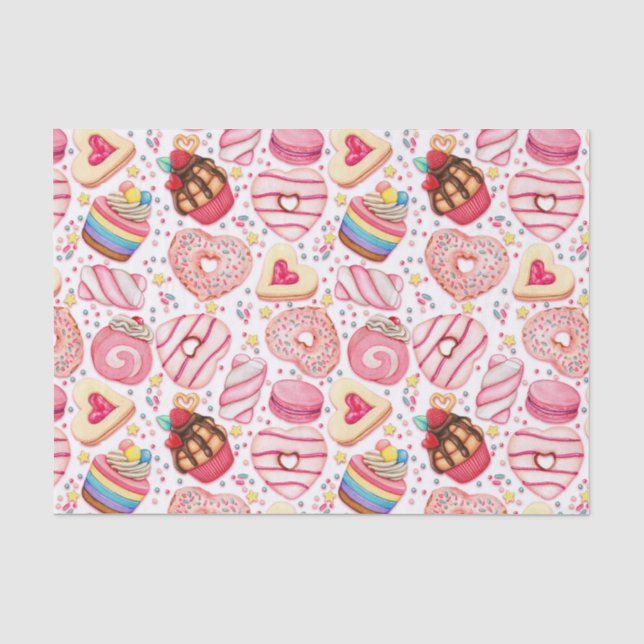 Papier Mousseline Saint Valentin Cookies et Cupcakes (Recto)