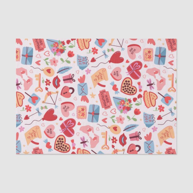 Papier Mousseline Saint Valentin Motif d'amour romantique (Recto)