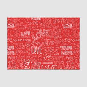 Papier Mousseline Saint-Valentin Rouge Blanc Vrai Parole d'amour Art