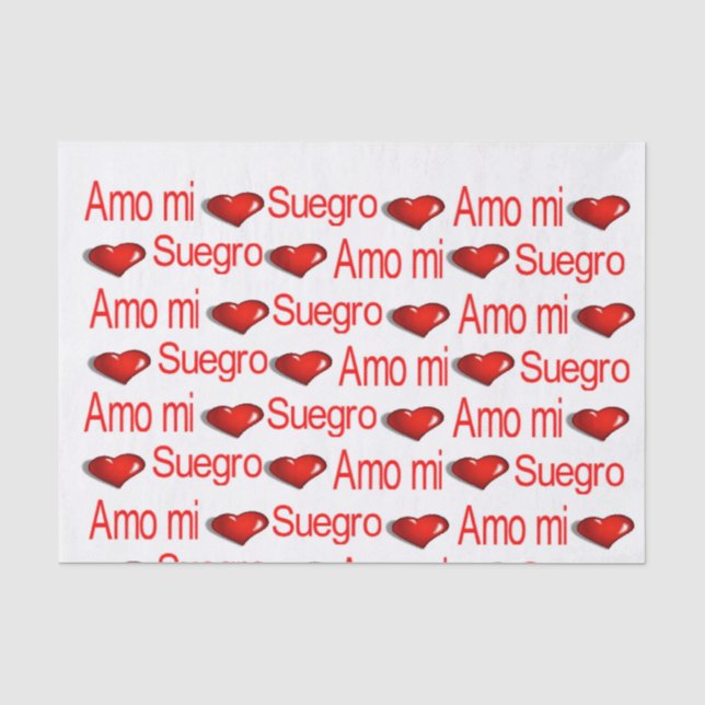 Papier Mousseline Saint Valentin Tissu Papier Amo mi Suegro Coeurs (Recto)