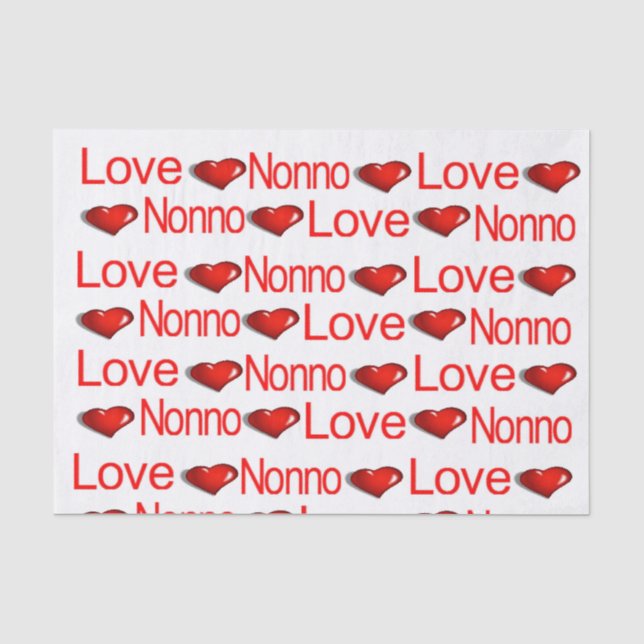 Papier Mousseline Saint-Valentin Tissu Papier Love Nonno Red Hearts (Recto)