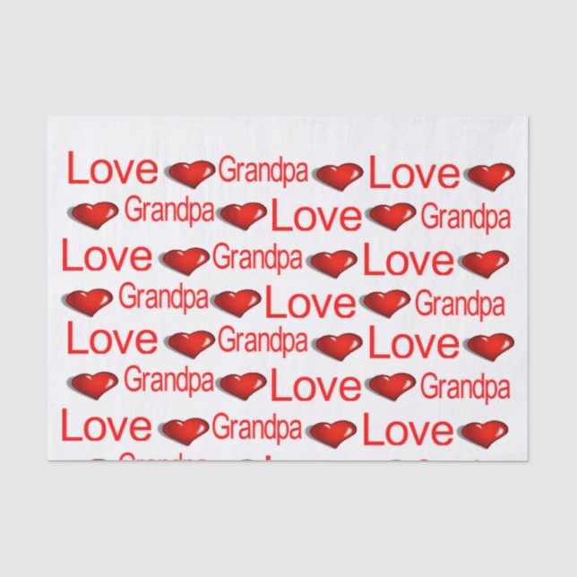 Papier Mousseline Saint Valentin Tissue Paper Love Grand-père (Recto)
