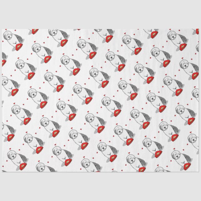 Papier Mousseline Saint-Valentin Vieux anglais Chien de mer gris 1 m (Recto)