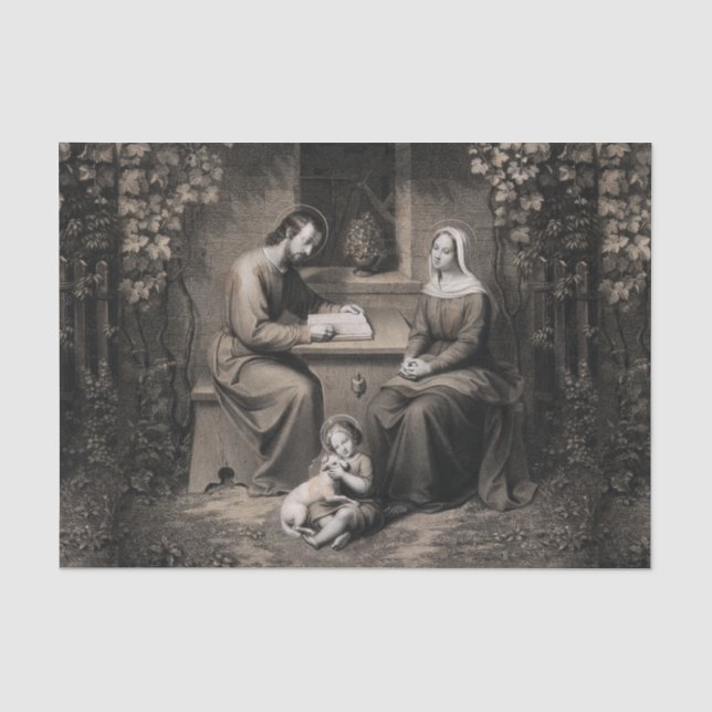 Papier Mousseline Sainte Famille Vierge Marie Saint Joseph Jésus Chr (Recto)